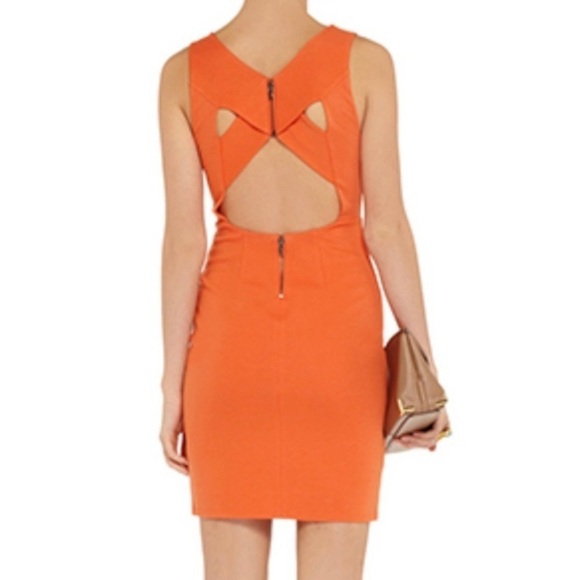 Alice + Olivia Orange Tali Cross Back Bodycon Dress - Picture 2 of 15